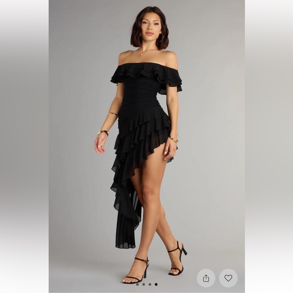 NWT Windsor Black Asymmetrical Ruffle Dress
